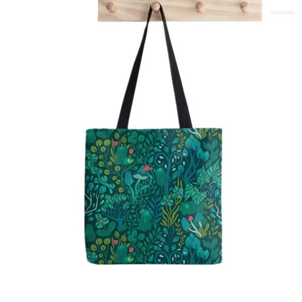 Bolsas de compras Shopper Forest Keepers Fairy Woodland Impreso Tote Bag Mujeres Harajuku Bolso Chica Hombro Lady Canvas