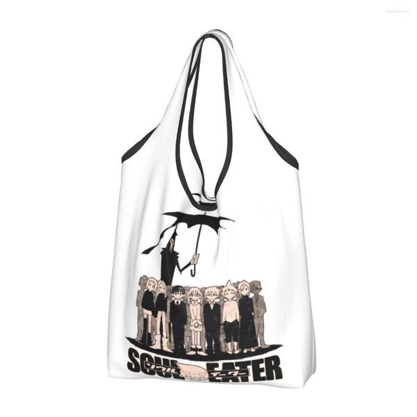 Bolsas de compras Soul Eater Groceries Tote Mujeres Moda Shinigami Death The Kid Hombro Shopper Bolsos de gran capacidad