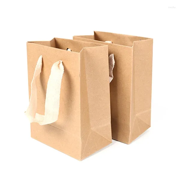 Bolsas de compras Squar bolsa de papel regalo Kraft DIY multifunción reciclable con asas