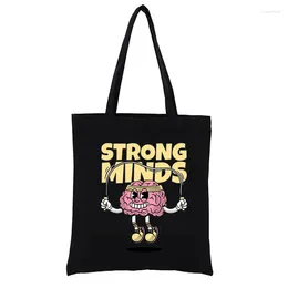 Boodschappentassen Strongminds Shopper Canvas Tote Bag S Women's Handtassen Casual bakken Fashion doek Funny Tote Bag Eco handtas