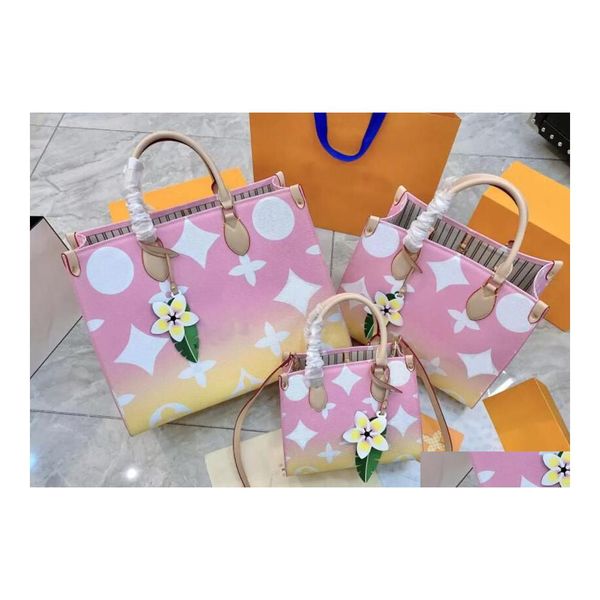 Bolsos de compras Sunrise Pastel Onthego Gm On The Go Totes Bag Colorf Diseñador de mujer Shoder Monograms Bolso Monedero Spring In City Col Dhzlu