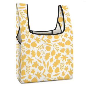 Sacs de courses pour supermarché, imprimé feuilles jaunes, sac de courses esthétique à poignée supérieure pour vêtements et chaussures, tissu d'emballage