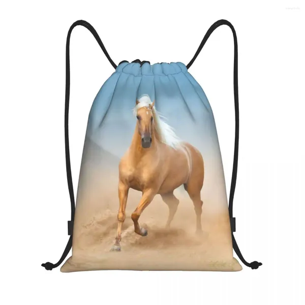 Sacs à provisions Le sac à dos à cordon de serrage de cheval andalou Palomino léger en cours d'exécution sacs de sport de sport espagnol pour