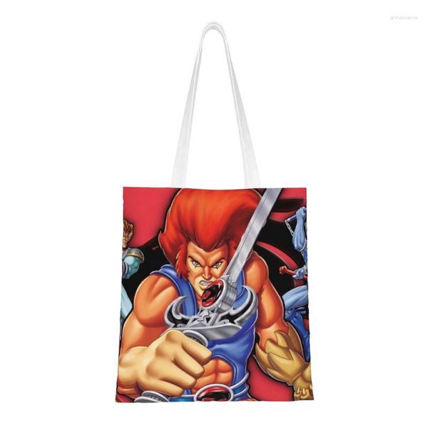 Sacs à provisions ThunderCats épicerie fourre-tout femmes drôle dessin animé animé Tv film toile épaule Shopper sac grande capacité sac à main