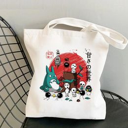 Bolsas de compras Totoro Bag Shopper Reutilizable Reciclaje Bolsas De Tela Supermercado Tejido Yute Tote Sacolas