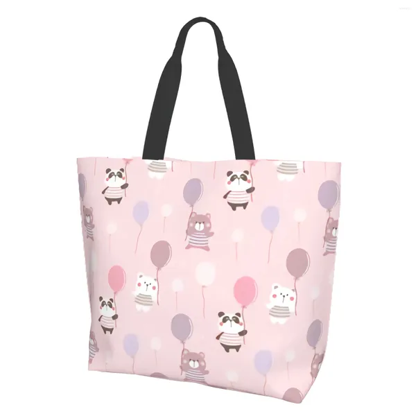 Bolsas de compras Bolsa de viaje para viajeros - Panda y oso de dibujos animados para mujeres Piscina Playa