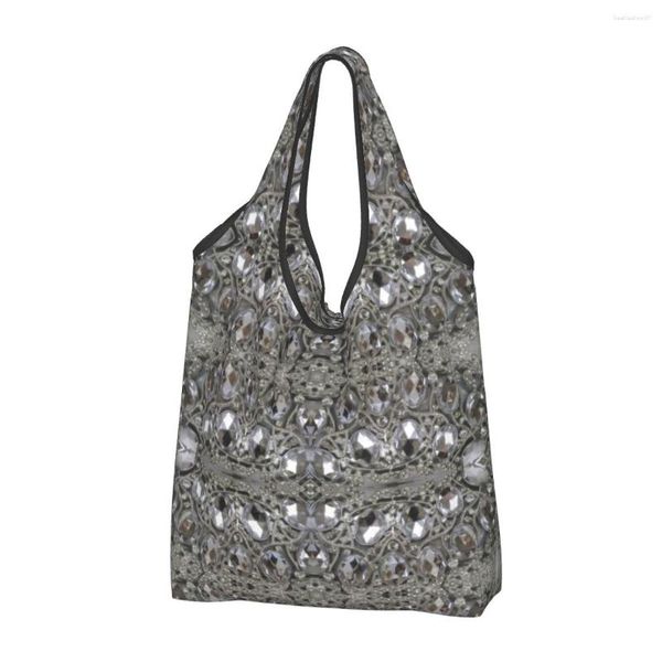 Bolsos de compras de moda, bonitos diamantes de imitación, comestibles de cristal, bolso de hombro para compras Kawaii, bolso de mano con joyas de diamantes