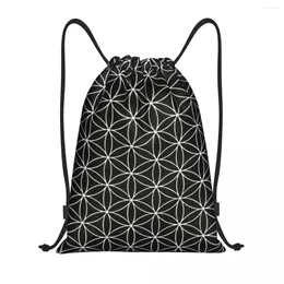 Borse per la spesa Trendy Geometria sacra Fiore della vita Zaino con coulisse Donna Uomo Palestra Sport Zaino Borsa da allenamento portatile Mandala Sacco