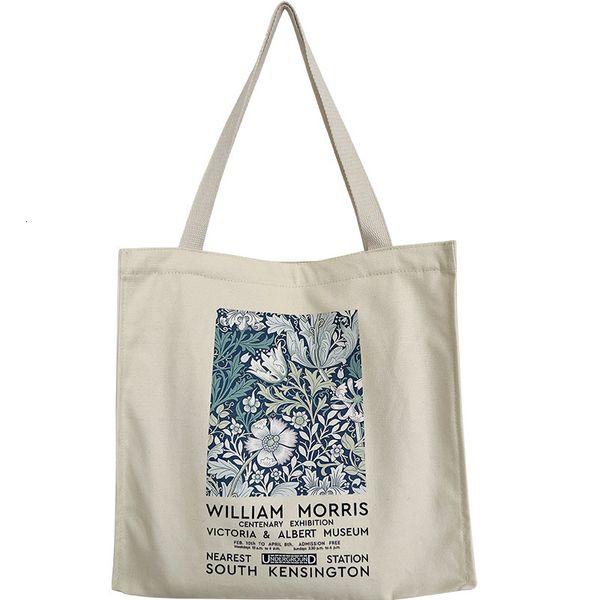 Sacs à provisions UK Arts Femme Toile Sac à bandoulière William Morris Vintage Flower Garden Imprimer Zipper Livres Sac à main Grand fourre-tout pour les femmes Shopping 230225