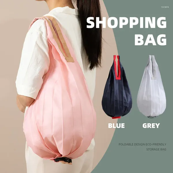 Bolsas de compras bolsas plegables ultraligeras plisadas gran capacidad portátil Tote reutilizable bolsas de bolsillo ecológicas bolsas de bolsillo