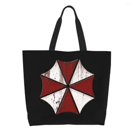 Boodschappentassen Paraplu's Bedrijven Bloody Kawaii Print Canvas Shopper Tote Schouder Grote capaciteit Duurzame videogamehandtas