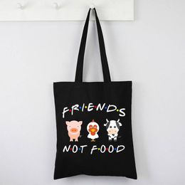 Boodschappentassen Vegetarische Tote Bag Friends Not Food Canvas Animal Lover Pures En Vegan Gift Funny Womens Herbruikbaar
