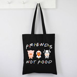 Shopping Bags Vegetarian Tote Bag Friends Not Food Canvas Animal Lover Pures And Vegan Gift Funny Womens Réutilisable