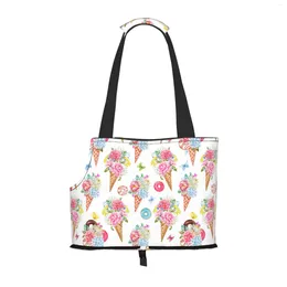 Sacs de courses Aquarelle Floral Dog Purse Carrier avec poche et attache de sécurité Soft-side petit pour animal de compagnie sac fourre-tout extérieur