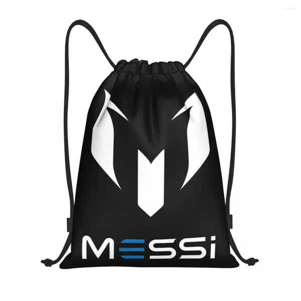 Bolsas de compras White Messis 10 Fútbol Fútbol Mochila con cordón Mujeres Hombres Gimnasio Deporte Sackpack Bolsa de entrenamiento portátil Saco