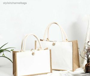 Boodschappentassen witte draagtas met knop eco herbruikbare lege boodschappentassen herbruikbare boodschappentassen grote capaciteit jute jute handtas