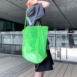 Bolsas de compras Bolsa de mujer Bolsa de gasa de alta capacidad Hombro Ins Moda Handiness 2024 Fácil de combinar Fluorescente Verde Azul Negro