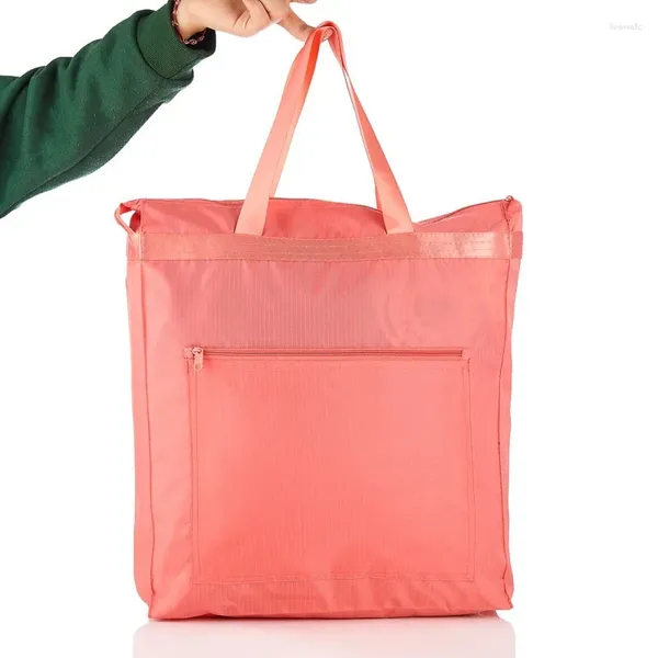 Bolsas de compras Mujeres Moda Portátil Color Sólido Gran Capacidad Conveniente Nylon Fácil de Plegar Paquete Esencial de Viaje