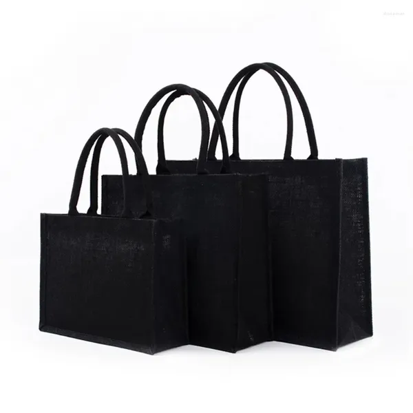 Bolsas de compras para mujeres plegables jute arpillera bolso de bricolaje bricolaje en blanco comestibles comestibles organizador de almacenamiento de viajes con manijas