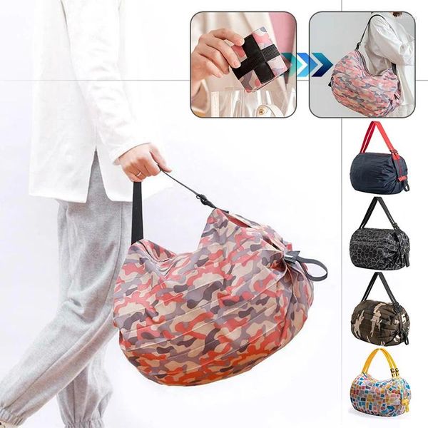 Bolsas de compras Bolso de mujer Plegable Protección del medio ambiente Viaje Hombro Supermercado portátil Camping Bolso grande engrosado