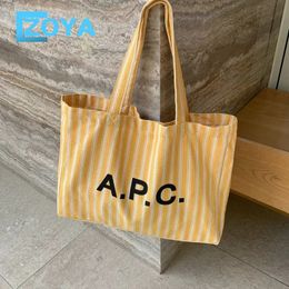Boodschappentassen Damesboodschappentas Canvas letterprint handtas Japanse stijl Schouder Eco Bag Eenvoudige gestreepte draagtas voor meisjes Y2k 231006