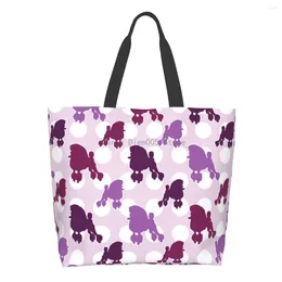 Boodschappentassen vrouwen schoudertas paarse poodle polka stip grote capaciteit boodschappentas voor dames