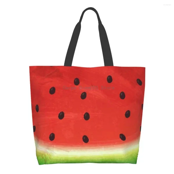 Sacs à provisions Femme Sac à épaule aquarelle pastèque Green rouge Grande capacité