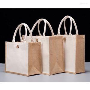 Sacs à provisions Femmes Tote Sag de poche ouverte Burlap Boutique Shop Bachelorette Beach Giftbag Reusable Picnic Hand 3 Taille