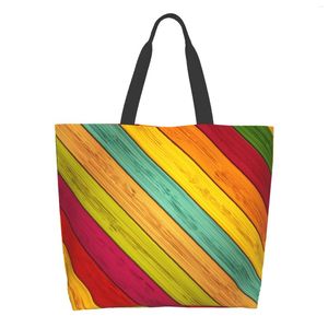 Boodschappentassen houten kleur canvas draagtas voor vrouwen weekend gekleurde houten planken keuken herbruikbare supermarkt schouderhandtas