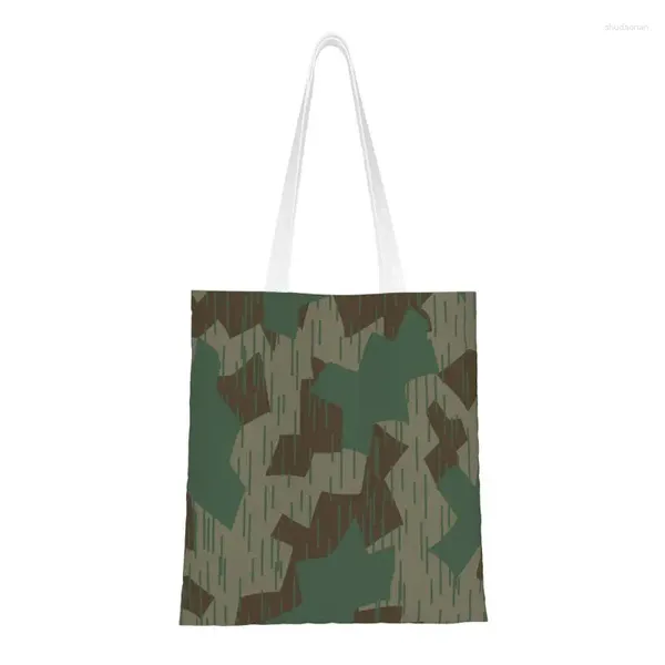 Sacs à provisions World War 2 Sac d'épicerie de camouflage allemand Impression Toile Shopper Fourre-tout Épaule Militaire Armée Sac à main