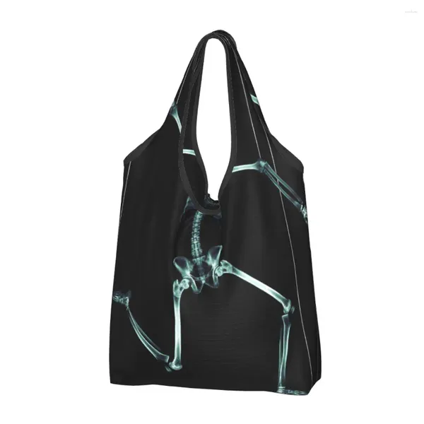 Sacs de courses X Ray Skull, sac à bandoulière décontracté pour femmes, fourre-tout de grande capacité, sacs à main pliables de rangement portables