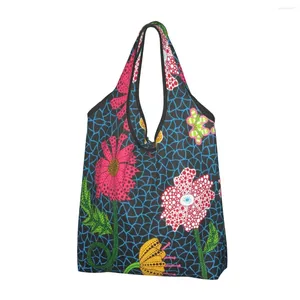 Sacs de courses Yayoi Fleurs Épicerie Robuste Kusama Art Points Abstraits Citrouille Polka Esthétique Eco Lavable Attaché