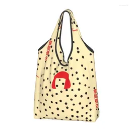 Sacs de courses Yayoi Kusama épicerie Kawaii Shopper sac fourre-tout grande capacité Portable peinture abstraite sac à main