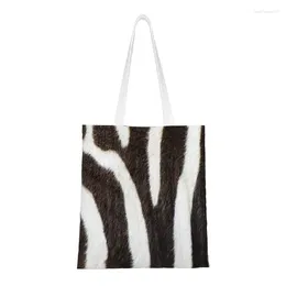 Sacs à provisions Zebra Striped Match Animal Fur Tote Sac Impression de texture en cuir toile d'amant