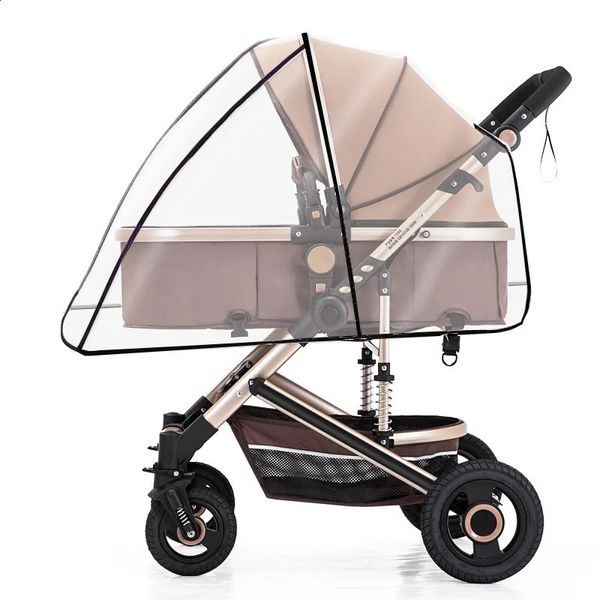 Housses de caddie Housse de pluie universelle pour poussette bébé voiture météo vent pare-soleil Transparent respirant chariot parapluie imperméable accessoires 231109