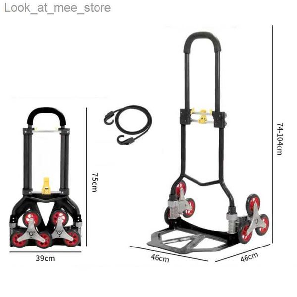 Carros de compras Carro de compras plegable con rodamiento de 200 kg, carro de supermercado portátil con ruedas para subir escaleras, remolque de equipaje con varilla telescópica Q240227