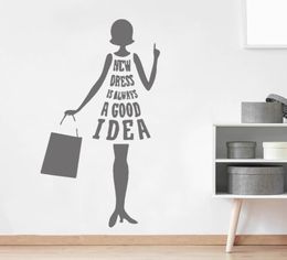 Winkelen Girl Model Vinyl Sticker Fashion Woman Pretty Design Window Sticker Sticker Vinyl Silhouette Boutique Window Decor3373193