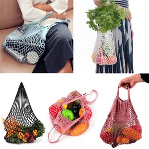 Winkelen Mesh Bag Handige Herbruikbare Fruit String Grocery Shopper Katoen Tote Mesh Groenten Opslag Handtas