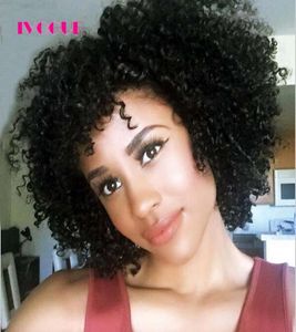 Korte Afro Kinky Krullende Volledige Kant Pruiken Echt haar Maagdelijk Braziliaans haar Kinky Krullend Kanten Voorkant Pruik van echt haar met pony5142708