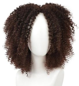 Perruques Afro courtes crépues bouclées pour femmes afro-américaines noires, perruques synthétiques de Costume marron naturel 2648405