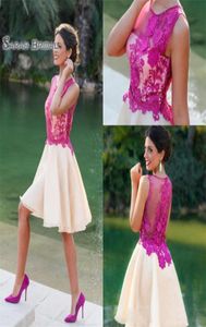 Korte Aline Party -jurken Lace Appliques Formele Vestidos de Novia Prom -jurken goedkoop Dubai Arabisch vestIDOS1784567