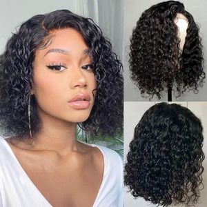 Bob Bob Curly Hair Wigs Human 4x4 HD CLOSURE DE LACE POUR FEMMES transparents pré-cueillis