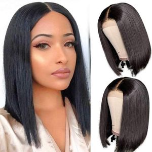 Court Bob perruque de cheveux humains droite brésilienne courte perruque coupe Bob perruque pré plumé Bob HD dentelle frontale perruques pour les femmes noires