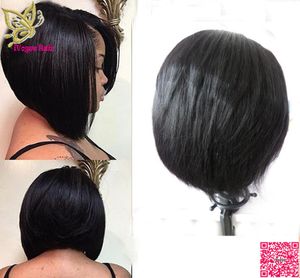 Bob en dentelle de dentelle avant perruques de cheveux humains Partiage intermédiaire Peruvien Human Hair Full Lace Wigs Silky Straitement pour les femmes noires 7676543