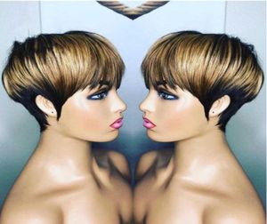 Korte Bob Ombre Blonde Braziliaanse Remy Human Hair Pruiken voor zwarte vrouwen geen kanten front pruik met pakket3407434