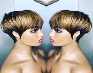 Korte Bob Ombre Blonde Braziliaanse Remy Human Hair Pruiken voor zwarte vrouwen geen kanten front pruik met banken19641222222
