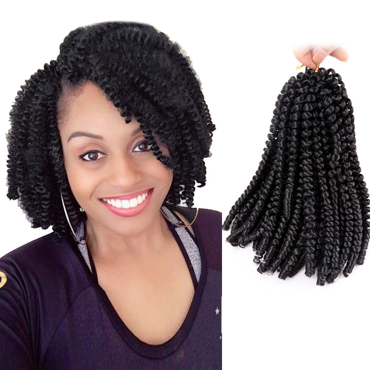 Краткий Bob Spring Twist Hair для чернокожих женщин 8 12 дюймов предварительно скрученные бомба -повороты вязание крючко