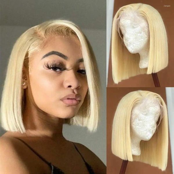 Perruques de cheveux humains avant de dentelle droite courte Bob pour les femmes HD Transparent T partie perruque frontale