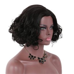 Korte Bob Synthetische Pruik Zwart Perruques de Cheveux Body Losse Wave Humains Simulatie Menselijk Haar Pruiken WIG-091