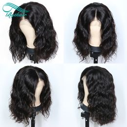 Pelucas de cabello humano con frente de encaje brasileño ondulado de Bob corto onda natural peluca llena de encaje de cabello humano prearrancado con pelos de bebé Bythair